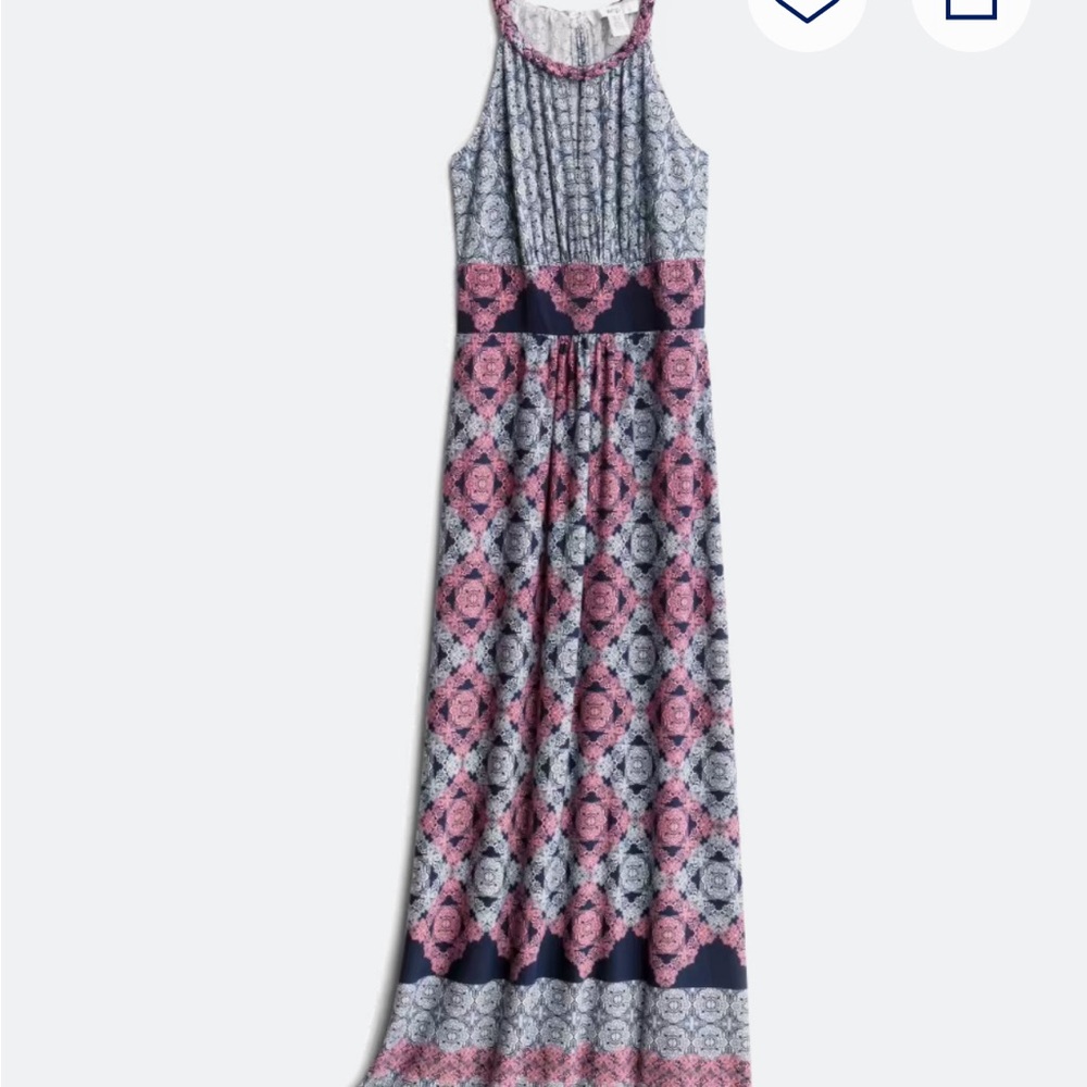 Blue and Pink Sleeveless Halter Sundress